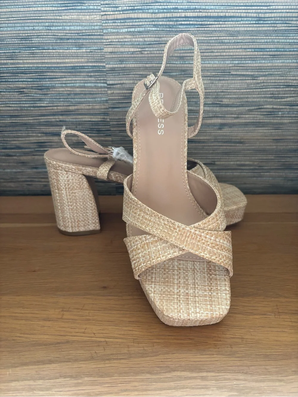 Raffia Berness Platform Block Heel Sandals with Ankle Strap